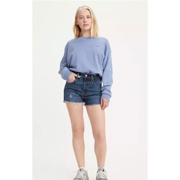 LEVI'S 501® ORIGINAL FIT HIGH RISE WOMEN'S SHORTS  24 Salsa Destiny DARK WASH! - Picture 1 of 10